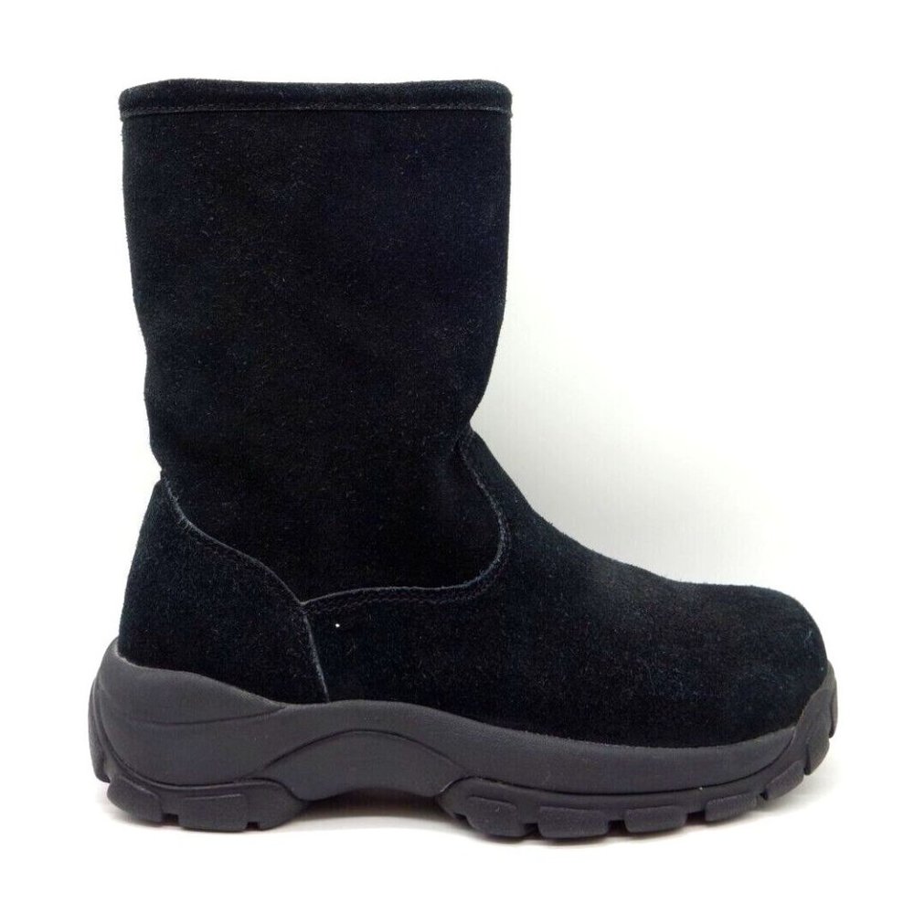 Cabelas Black Leather Faux Fur Lined Zip Up Boots Shoes Women's 6 M